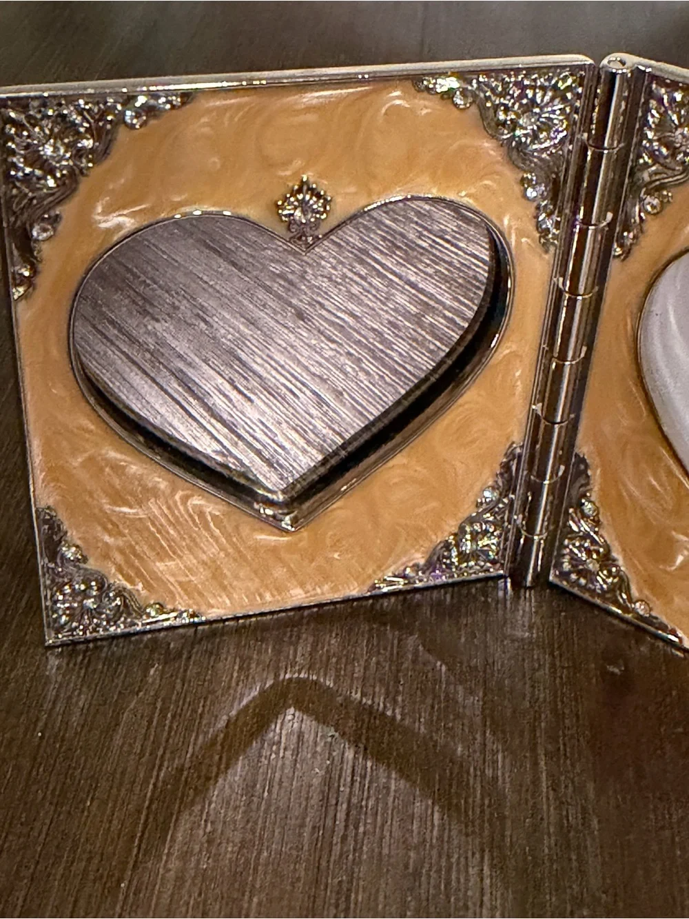 Vintage Things Remembered Folding Double Heart Picture Frame & Mirror Swarovski